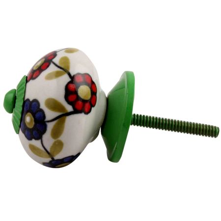 Blue Red Sunflower Green Fitting Ceramic Dresser Knob